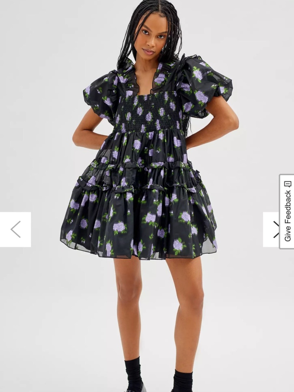 Sister Jane Black Dress with Purple Floral Print